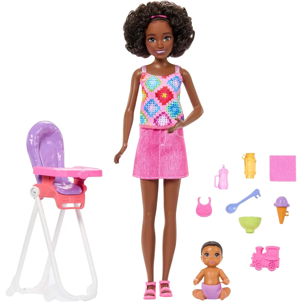 BARBIE SKIPPER BABYSITTERS SET CON NIÑA TRONA Y ACCESORIOS