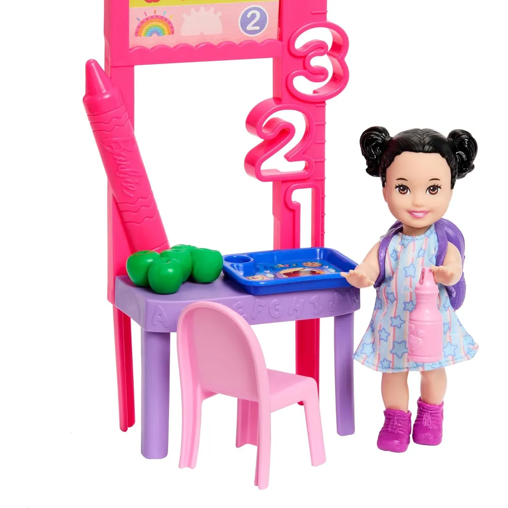 BARBIE PROFESORA CASTAÑA CARRERAS  MUÑECA CON ACCESORIOS