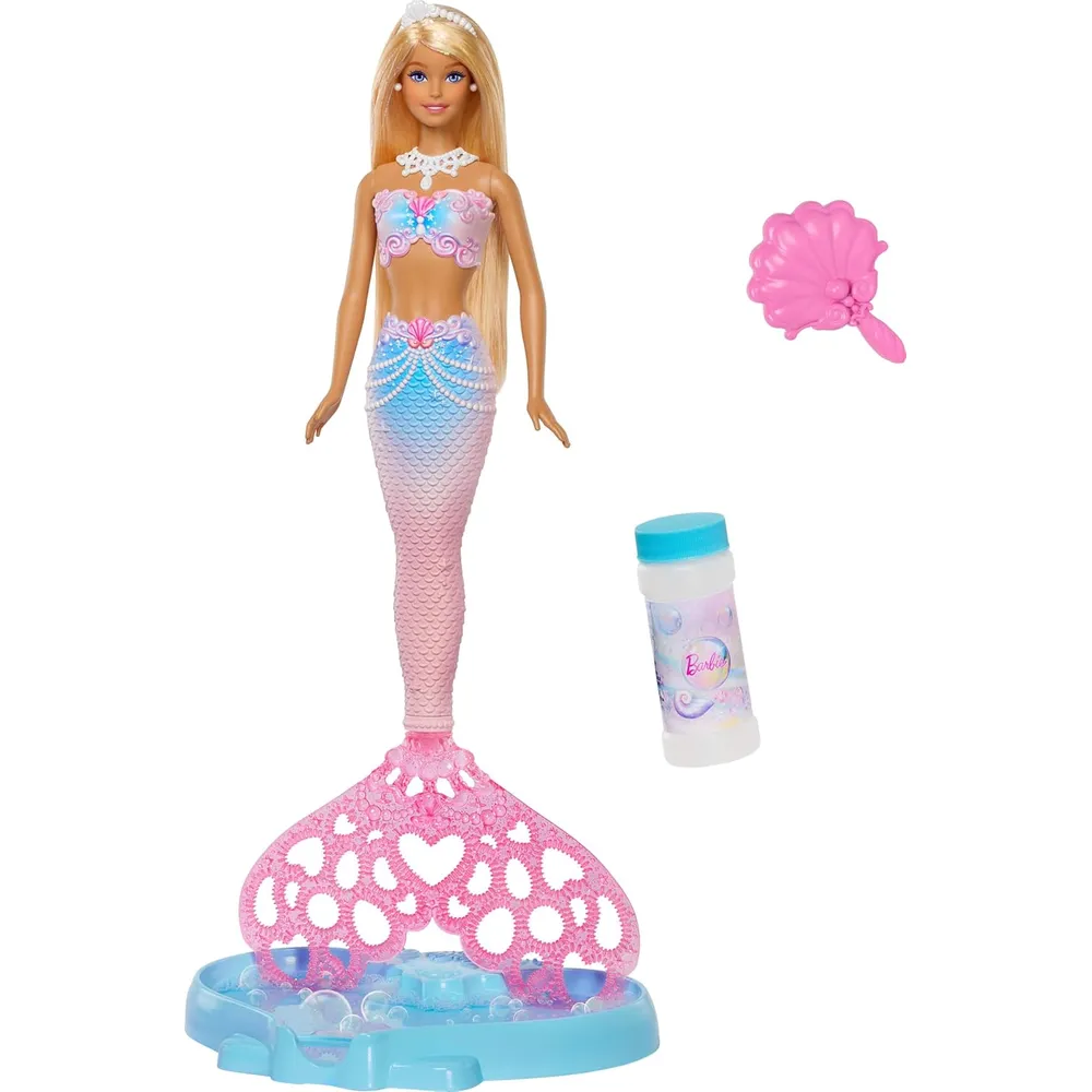 BARBIE SIRENA BURBUJAS MUÑECA RUBIA CON ACCESORIOS