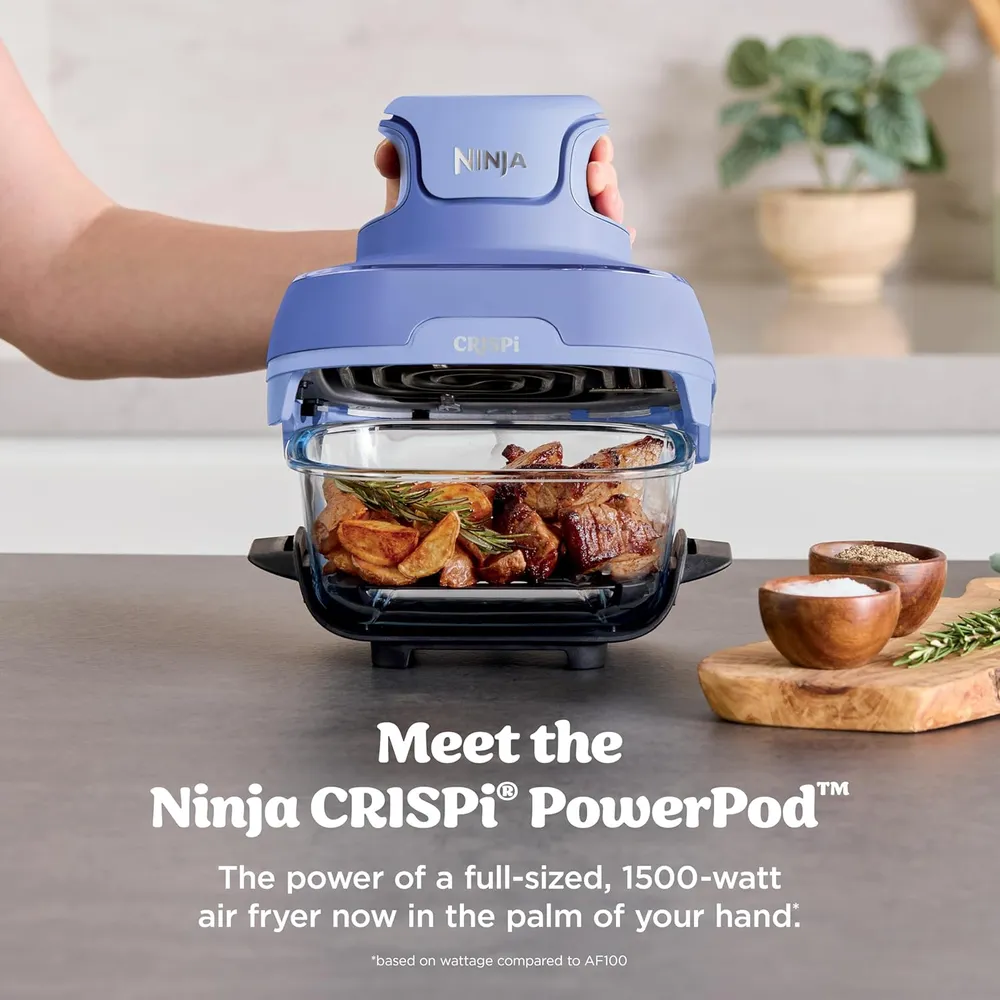 NINJA CRISPI FREIDORA PORTÁTIL 4 EN 1, CON RECIPIENTES 6 TAZAS / 1.4 L | LILA