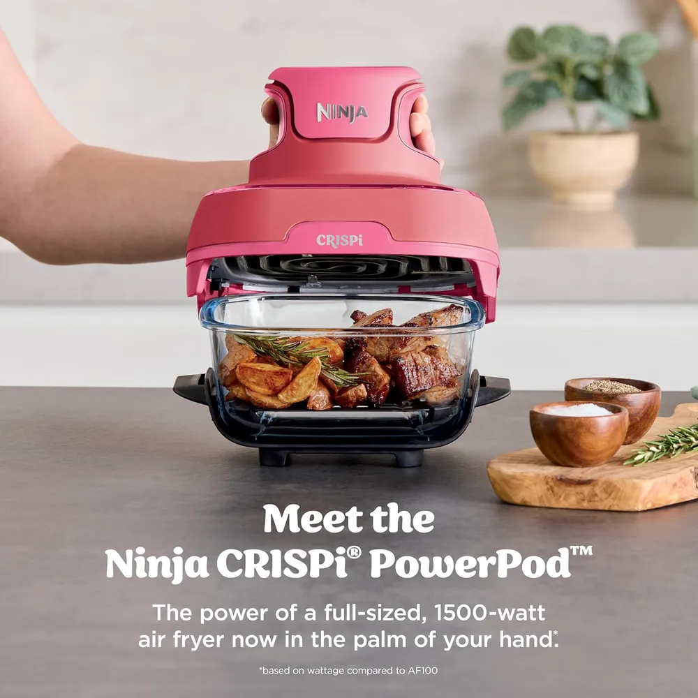 NINJA CRISPI FN101DR, FREIDORA PORTÁTIL 4 EN 1, 6 TAZAS / 1.4 L | CHERRY CRUSH