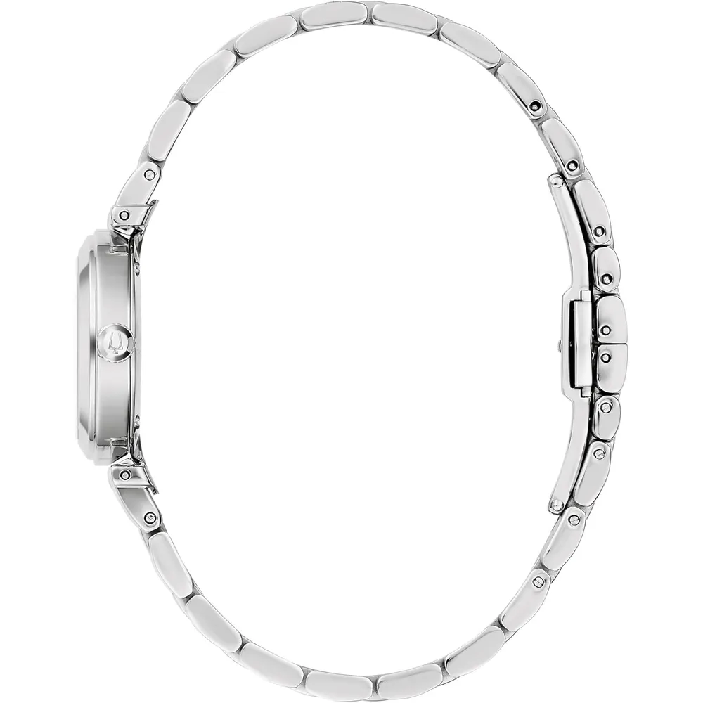 Bulova reloj clásico mini de mujer cuarzo dos agujas diamantes acero inoxidable | Plata