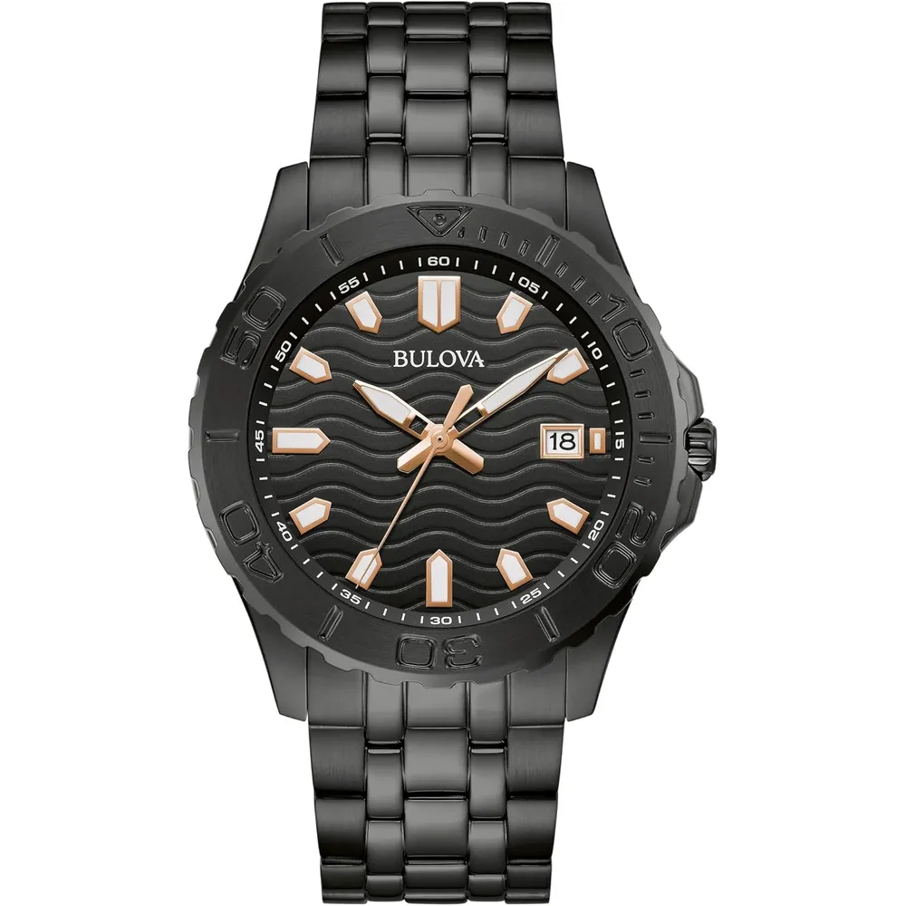 Bulova reloj deportivo hombre cronógrafo 3 agujas acero índices luminosos | Negro