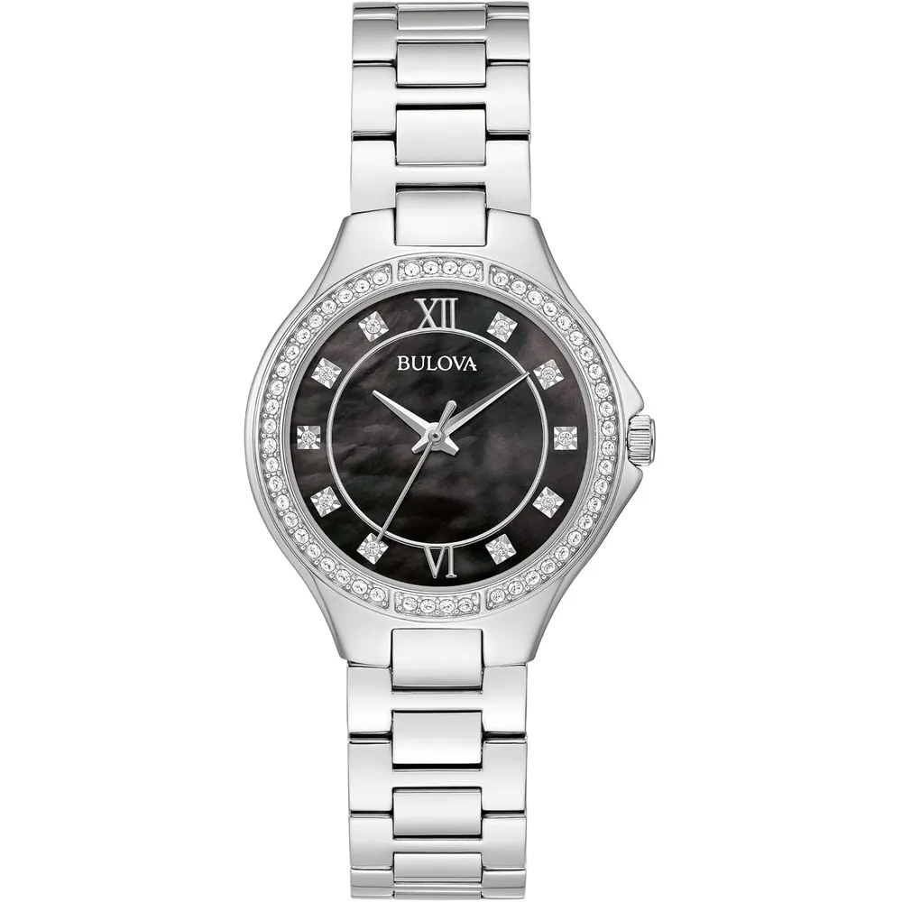 Bulova reloj clásico de vestir de mujer cuarzo 3 agujas acero inoxidable | Plata