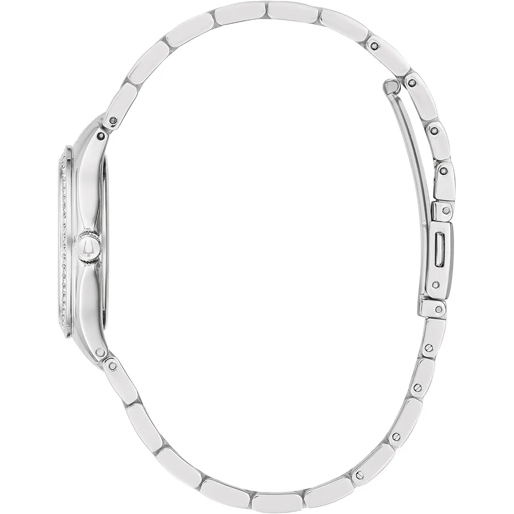 Bulova reloj clásico de vestir de mujer cuarzo 3 agujas acero inoxidable | Plata
