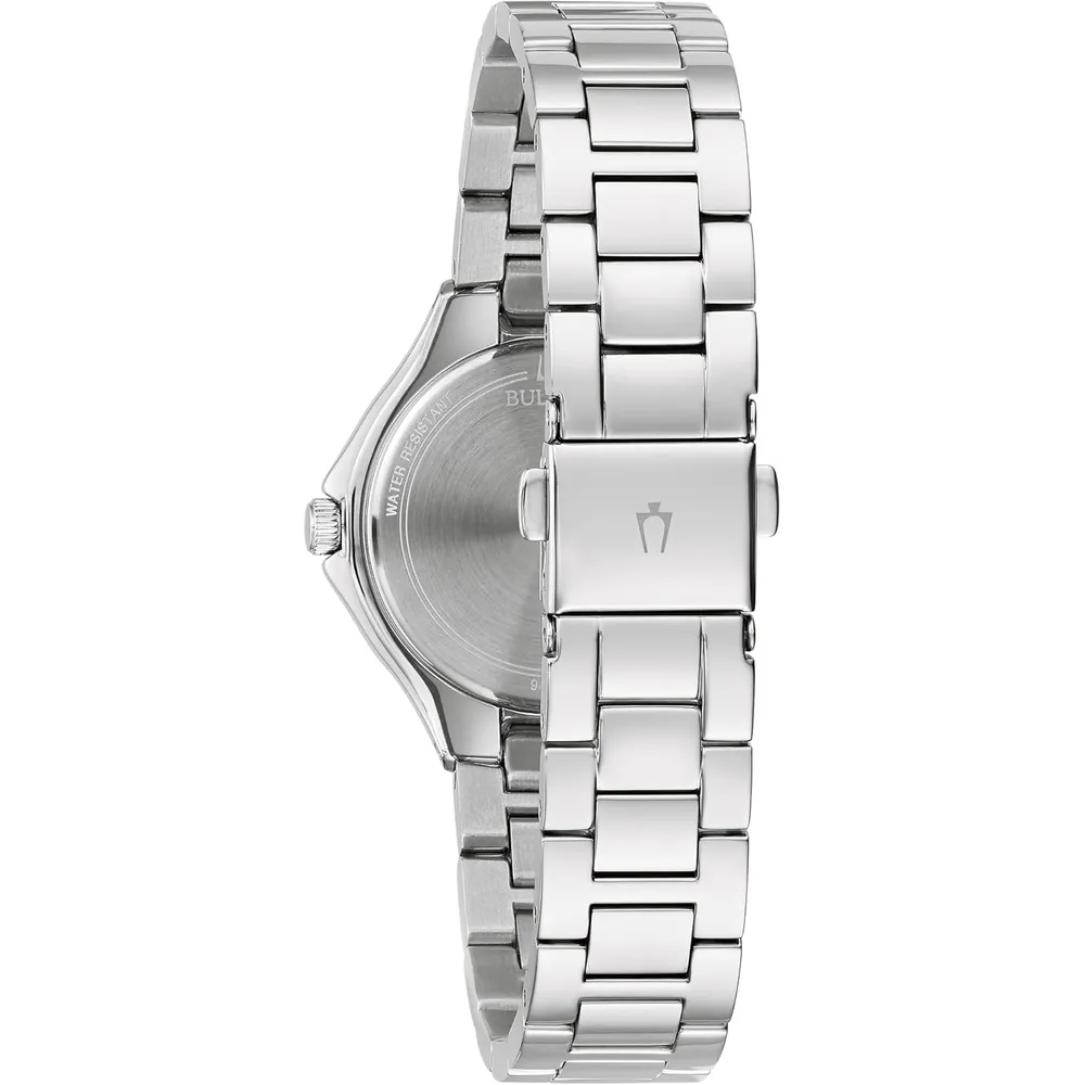 Bulova reloj clásico de vestir de mujer cuarzo 3 agujas acero inoxidable | Plata