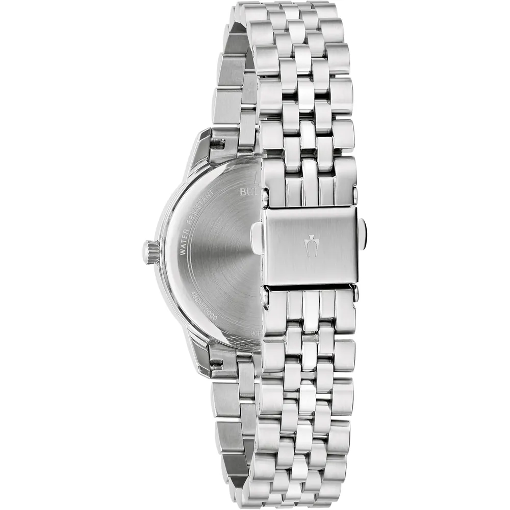 Bulova reloj clásico de cuarzo de mujer 3 agujas diamantes acero inoxidable | Plata