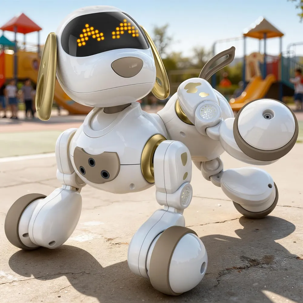 Ruko 18011 perro robot con control remoto y gestos | Blanco/Oro