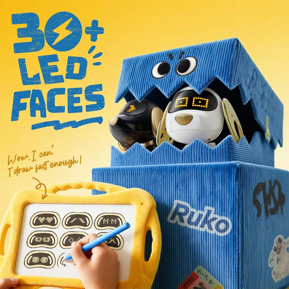 b0flxcxphd_1_webp.webp Ruko 18011 perro robot con control remoto y gestos | Blanco/Oro