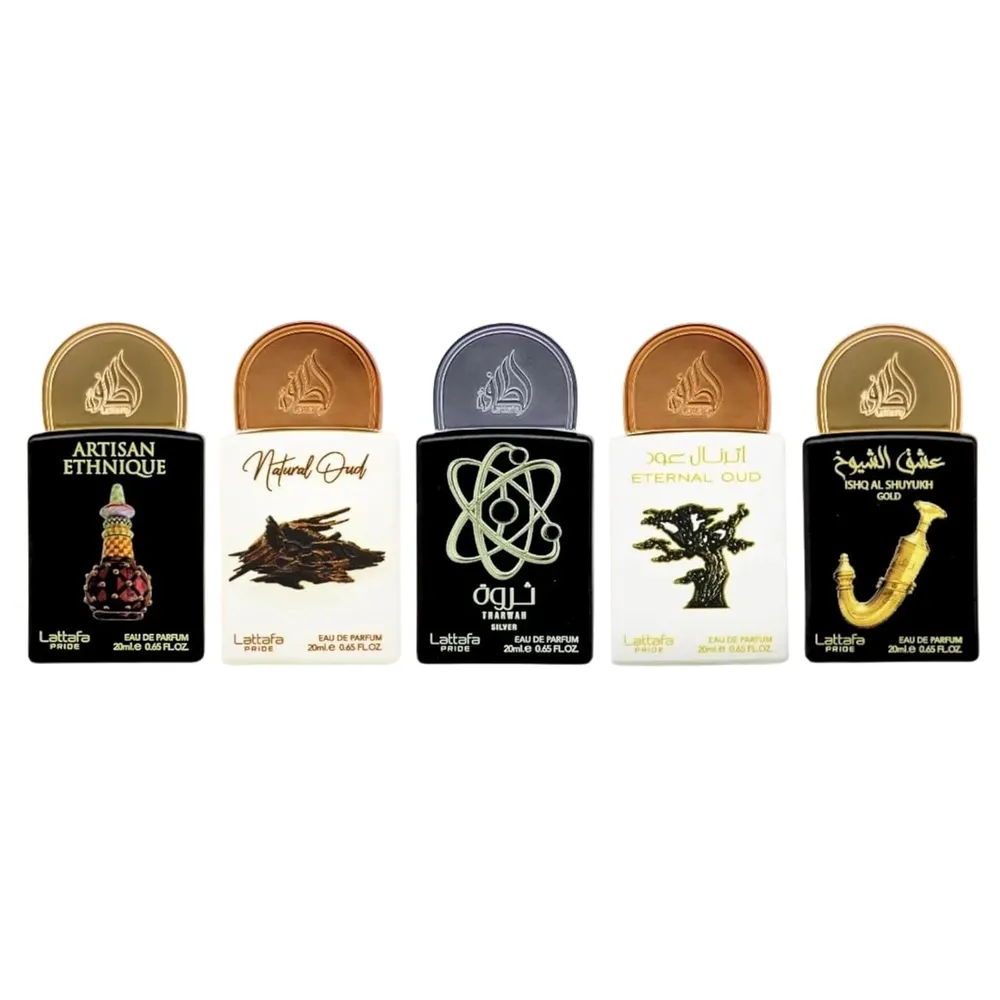 SET DE PERFUME LATTAFA PRIDE COLECCIÓN N.° 2 EDP - 5 PZS 0.65 OZ / 20ML C/U