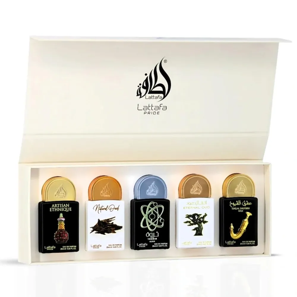 SET DE PERFUME LATTAFA PRIDE COLECCIÓN N.° 2 EDP - 5 PZS 0.65 OZ / 20ML C/U