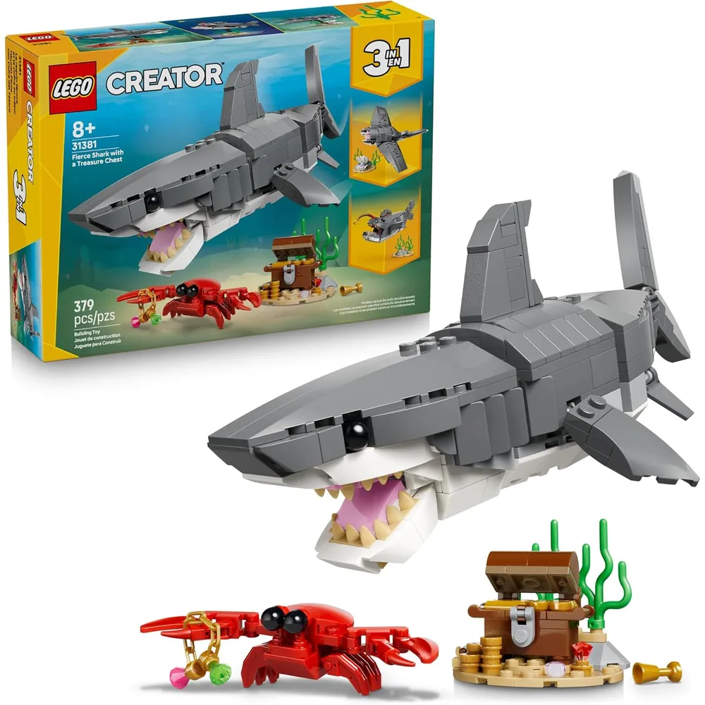 LEGO CREATOR TIBURÓN FEROZ CON COFRE DEL TESORO 31381