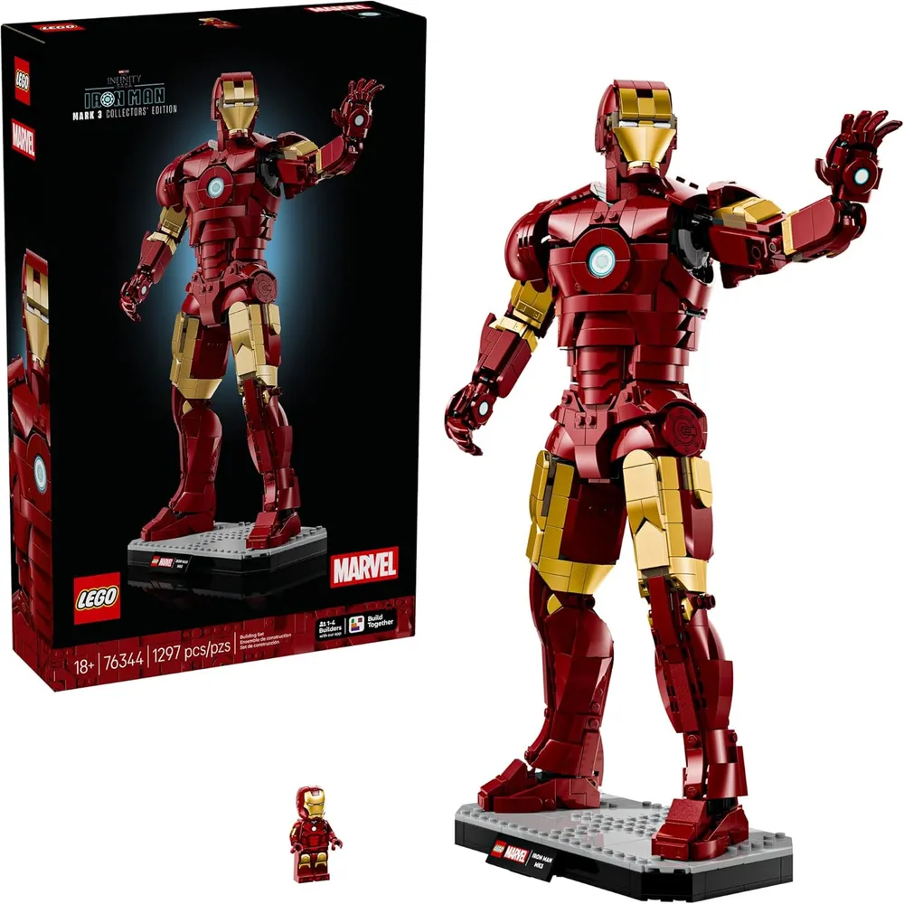 Lego Marvel Iron Man Mark 3, set articulado para adultos coleccionistas