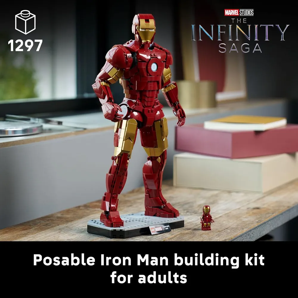 Lego Marvel Iron Man Mark 3, set articulado para adultos coleccionistas
