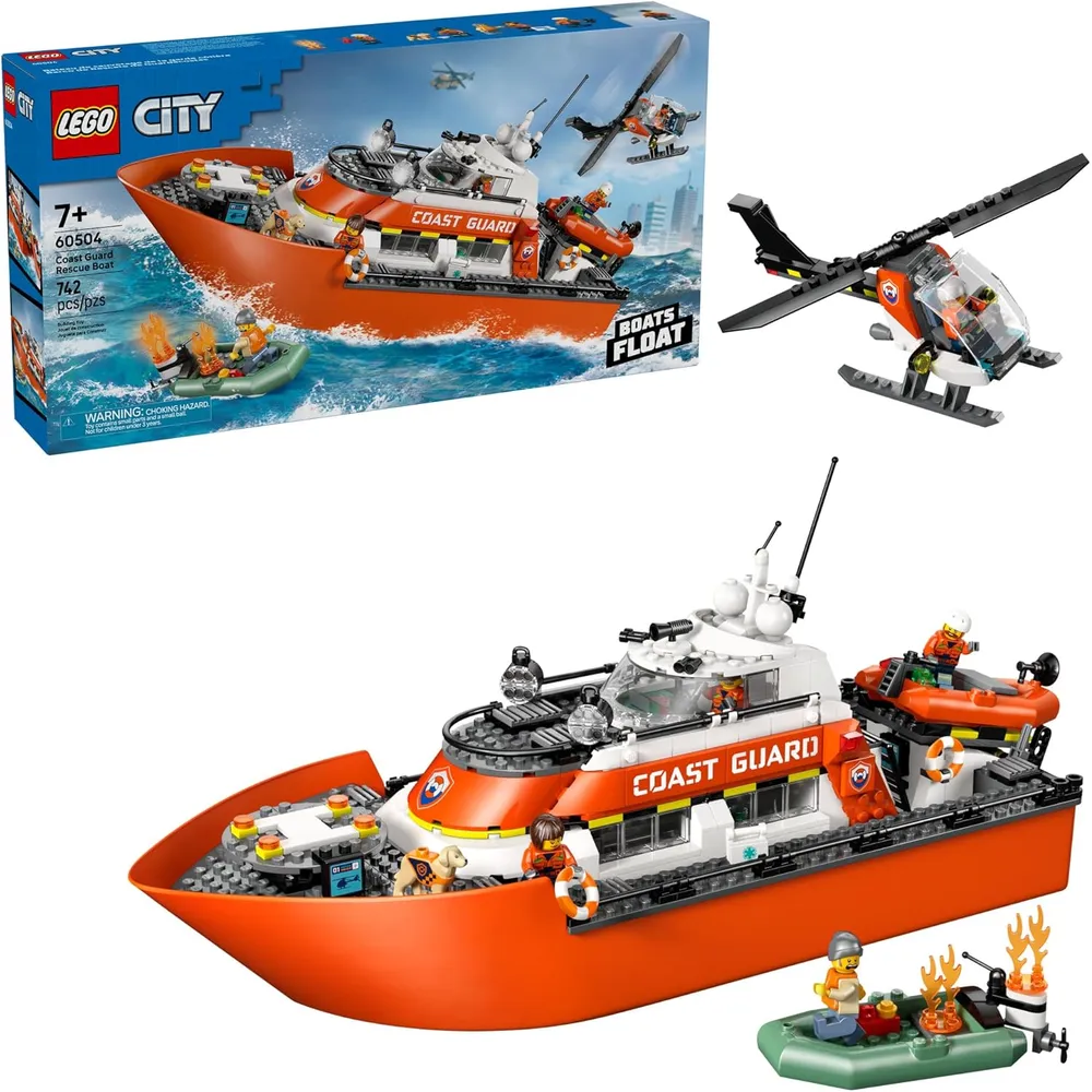 LEGO CITY BARCO DE RESCATE Y HELICÓPTERO GUARDIA COSTERA 60504