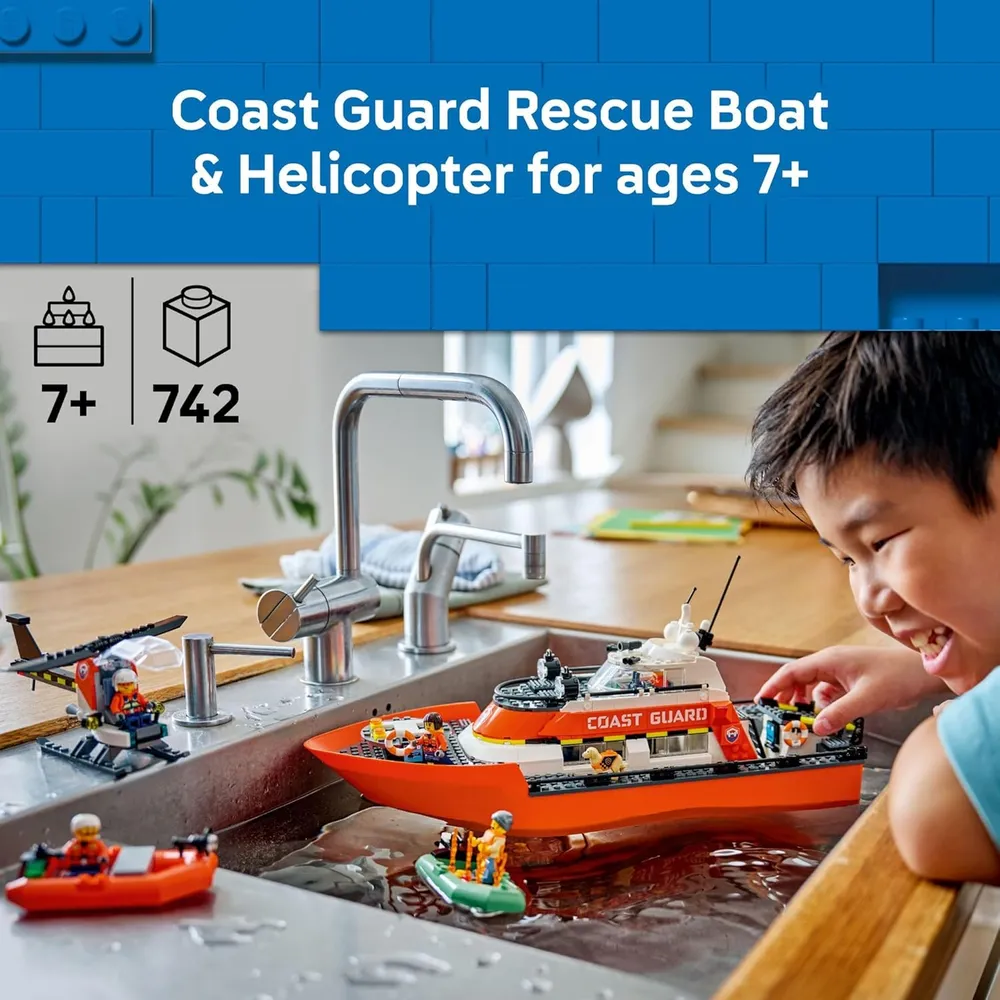 LEGO CITY BARCO DE RESCATE Y HELICÓPTERO GUARDIA COSTERA 60504