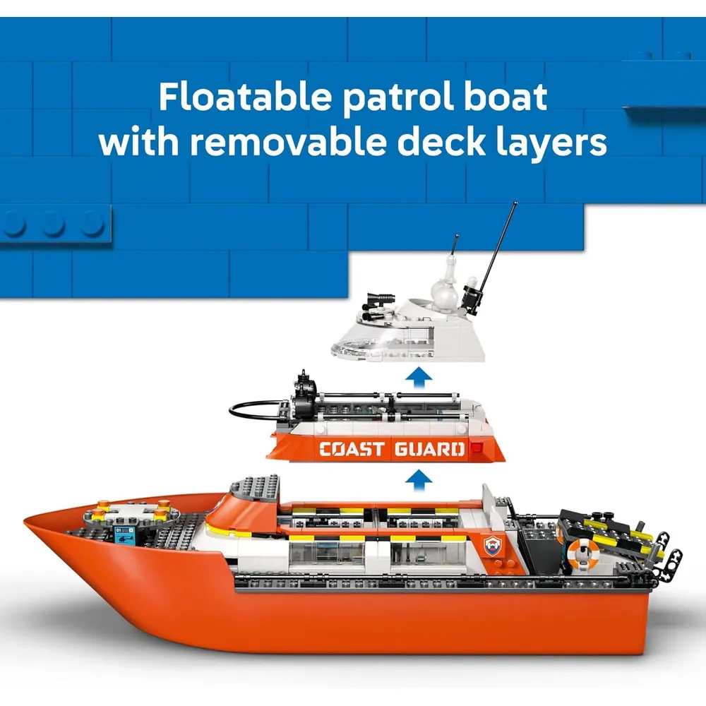 LEGO CITY BARCO DE RESCATE Y HELICÓPTERO GUARDIA COSTERA 60504