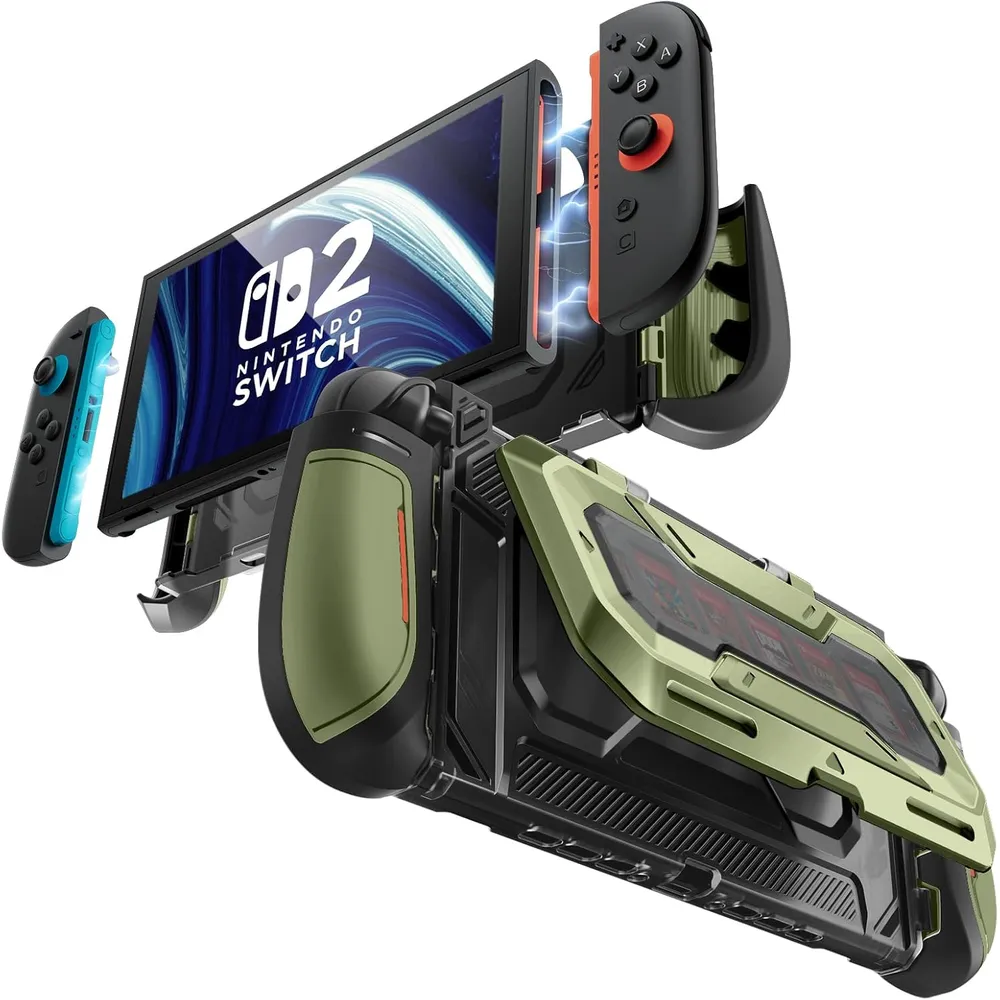 Funda Acoplable con Soporte Plegable Para Nintendo Switch 2 | Verde y Negro