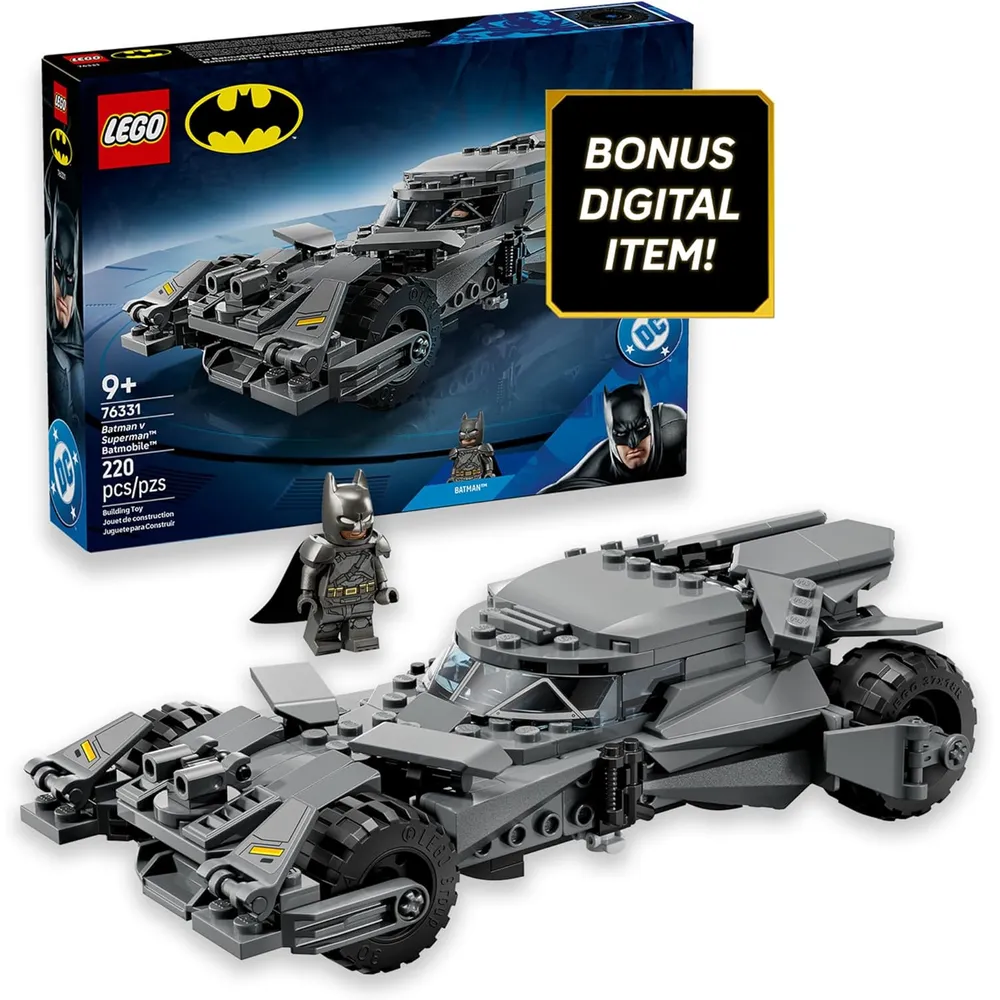 Lego DC Batmóvil: Batman Batimóvil vs Superman, incluye minifigura blindada y moneda