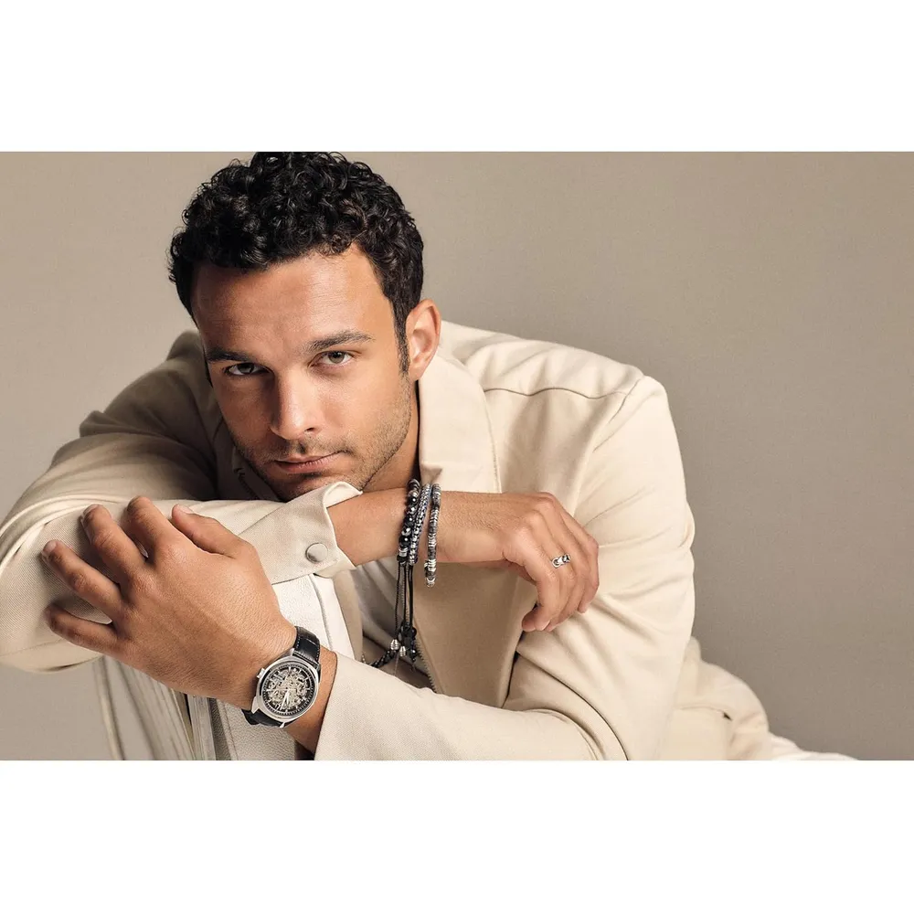 Bulova reloj clásico hombre 3 agujas correa cuero esfera esqueletizada | Negro