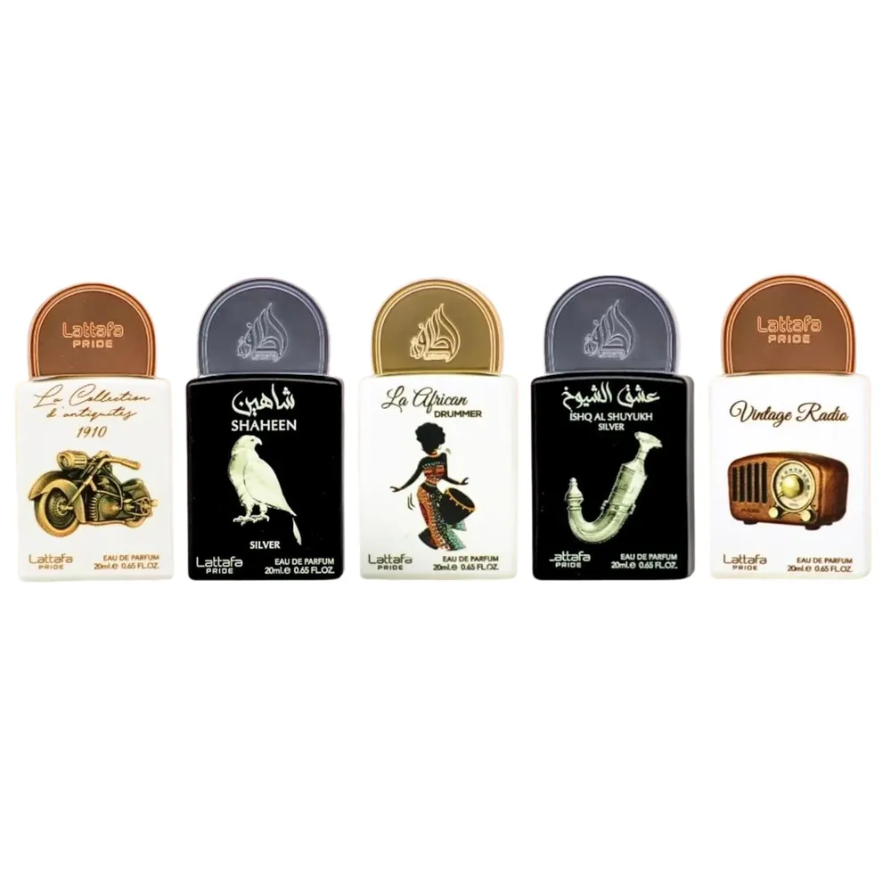 SET DE PERFUME LATTAFA PRIDE COLECCIÓN N.° 5 EDP - 5 PZS 0.65 OZ / 20ML C/U