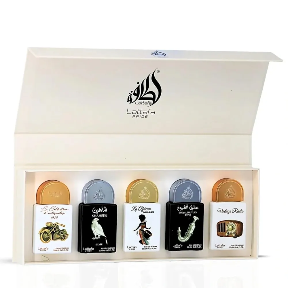 SET DE PERFUME LATTAFA PRIDE COLECCIÓN N.° 5 EDP - 5 PZS 0.65 OZ / 20ML C/U