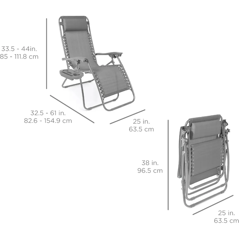 Juego de 2 sillones reclinables con portavasos Best Choice Products | Gris paloma
