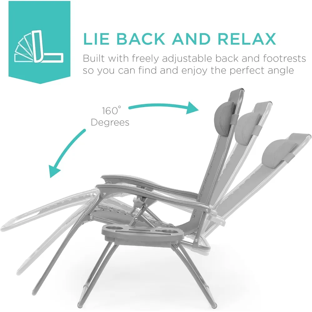 Juego de 2 sillones reclinables con portavasos Best Choice Products | Gris paloma