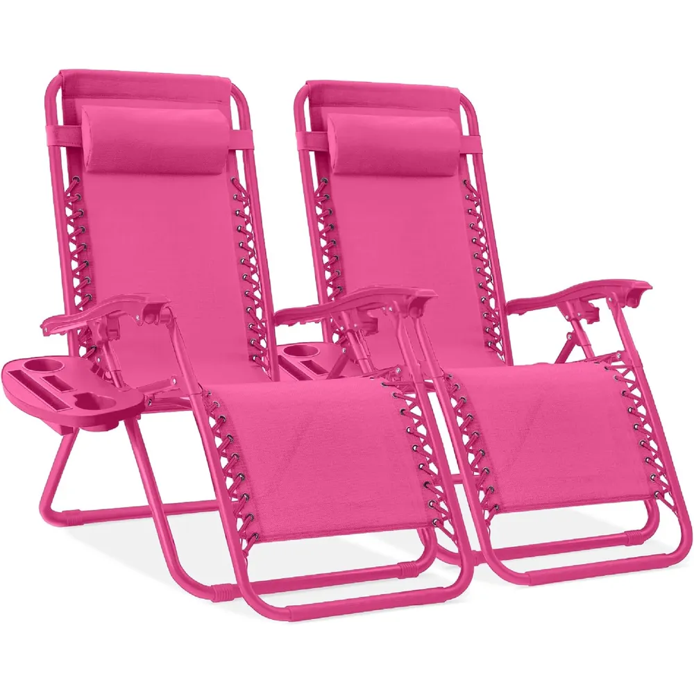 Juego de 2 sillones reclinables con portavasos Best Choice Products | Ultimate Pink