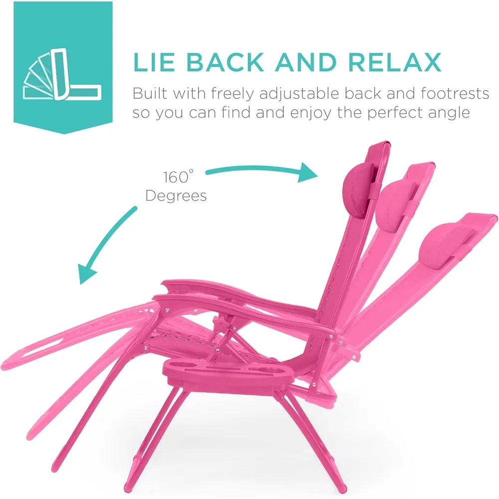 Juego de 2 sillones reclinables con portavasos Best Choice Products | Ultimate Pink
