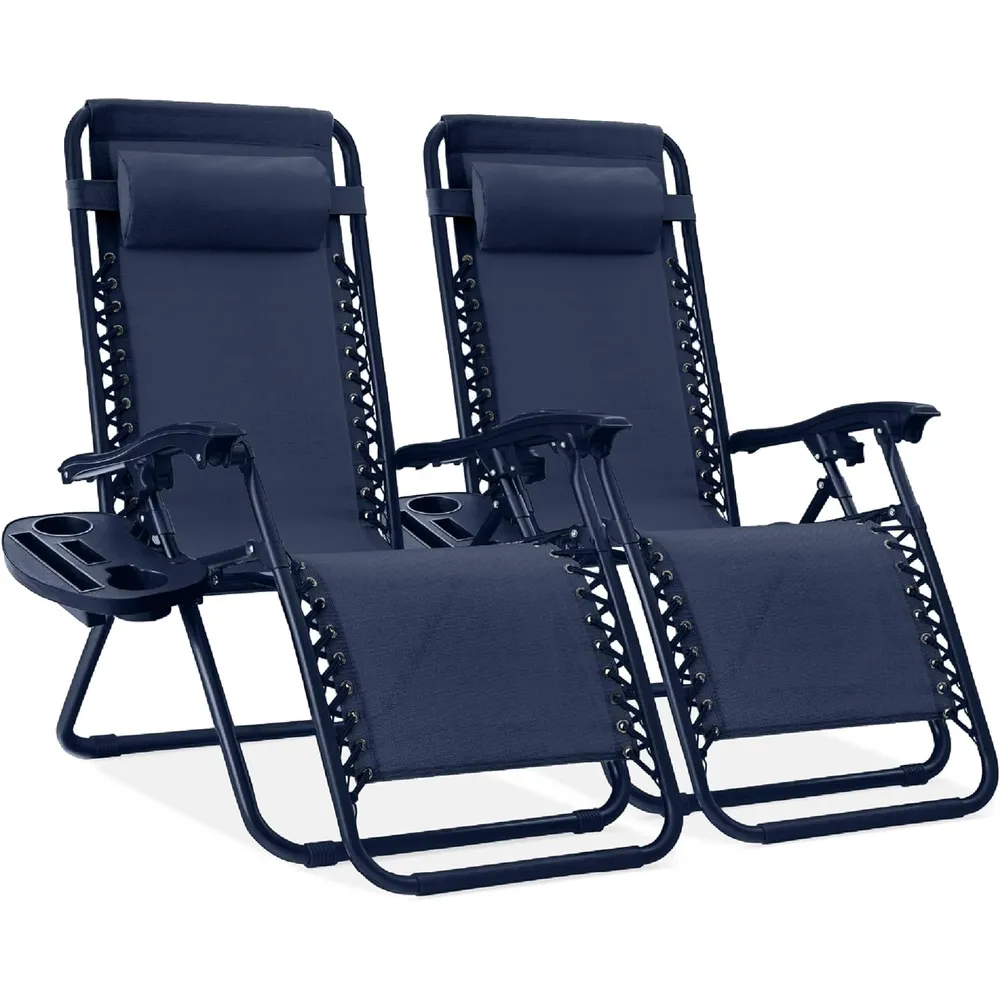 Juego de 2 sillones reclinables con portavasos Best Choice Products | Navy