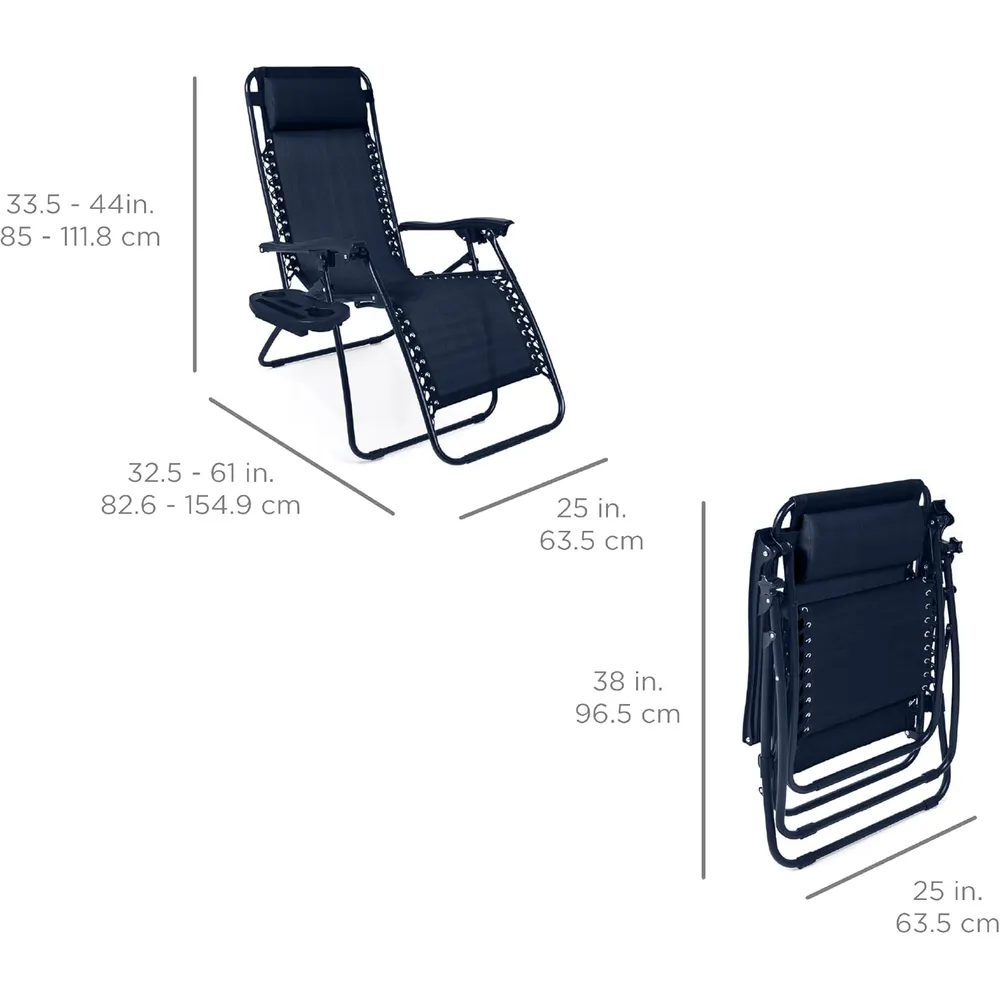 Juego de 2 sillones reclinables con portavasos Best Choice Products | Navy