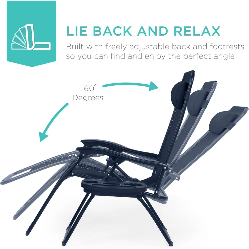 Juego de 2 sillones reclinables con portavasos Best Choice Products | Navy