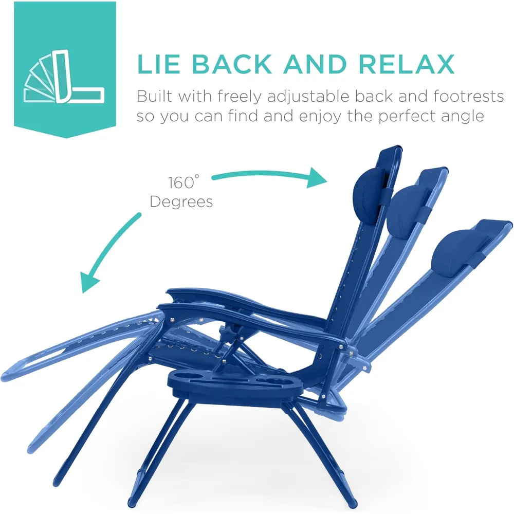 Juego de 2 sillones reclinables con portavasos Best Choice Products | Marine