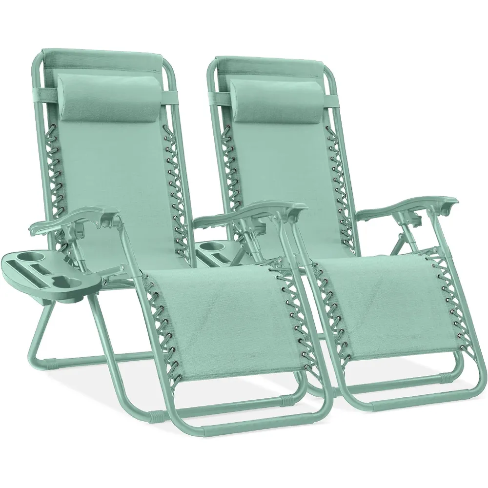 Juego de 2 sillones reclinables con portavasos Best Choice Products | Seafoam