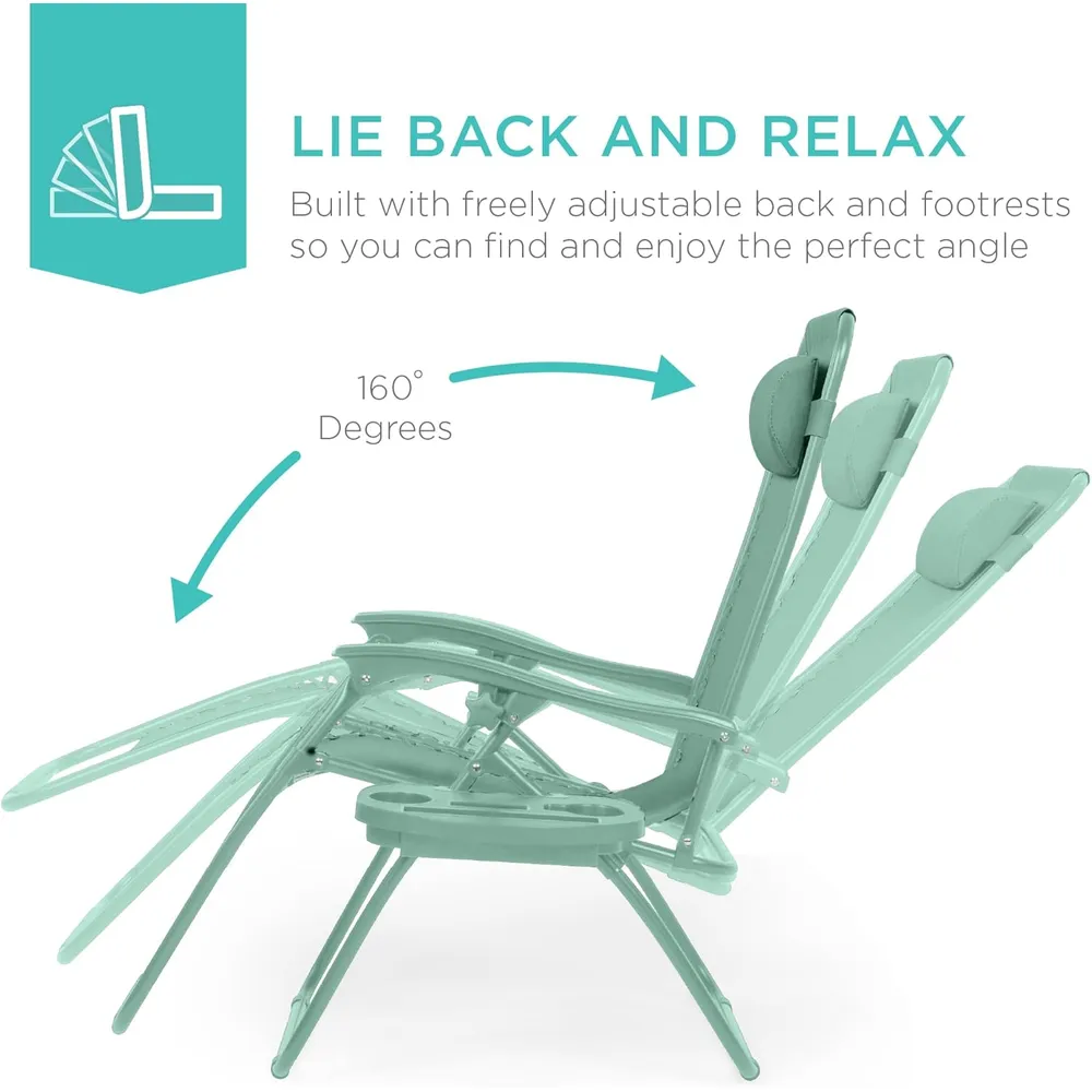 Juego de 2 sillones reclinables con portavasos Best Choice Products | Seafoam