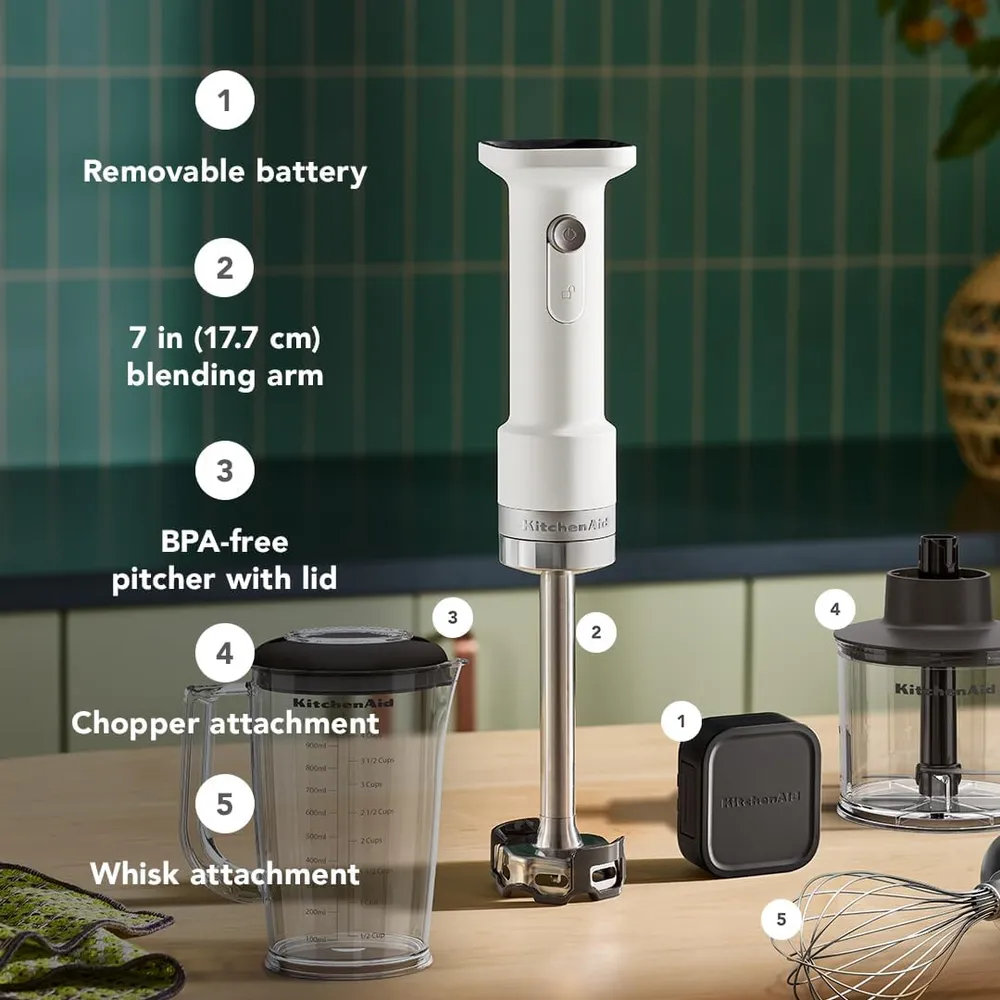 KITCHENAID, BATIDORA DE MANO GO CON ACCESORIOS (BATERÍA INCLUIDA) | BLANCO