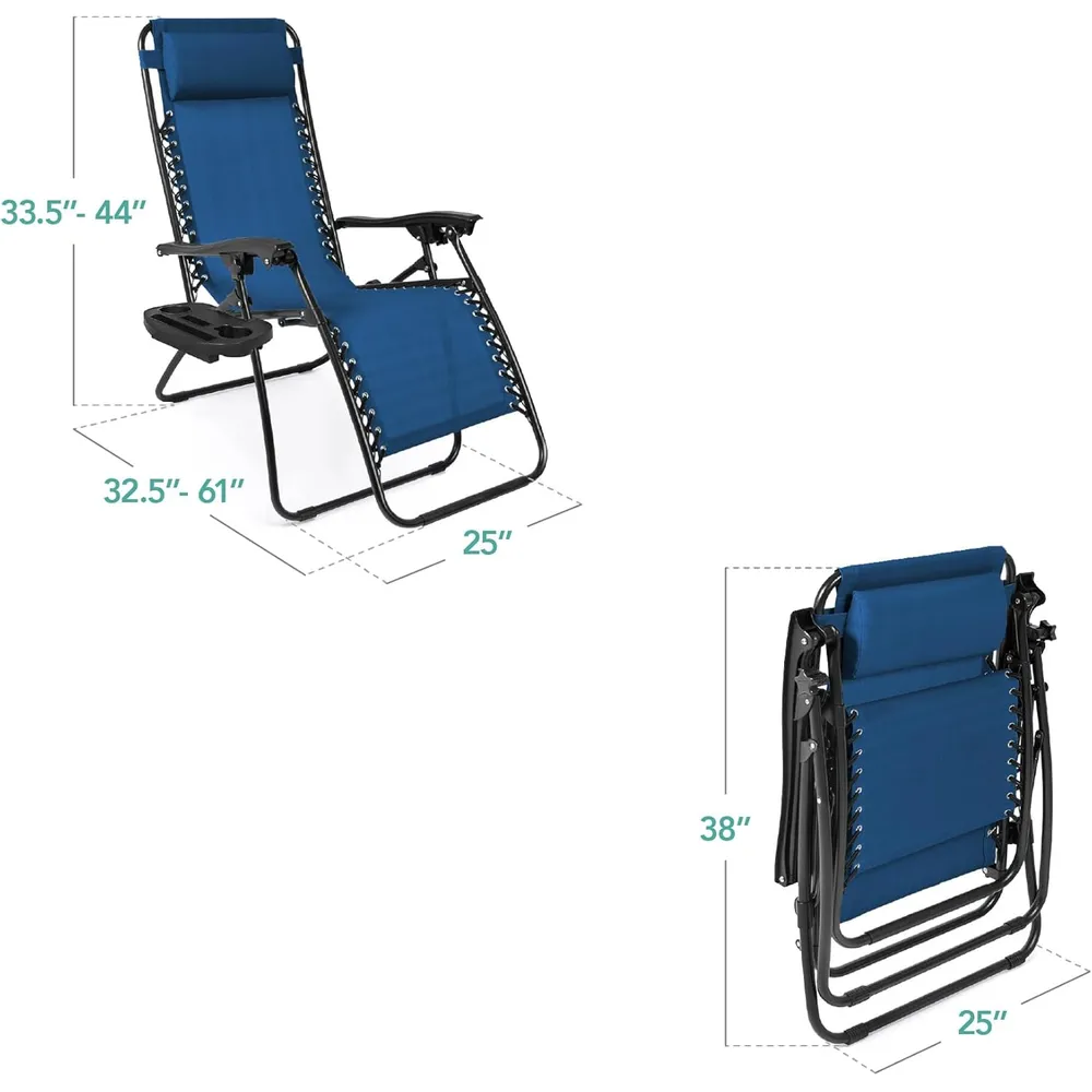Juego de 2 sillones reclinables con portavasos Best Choice Products | Azul marino