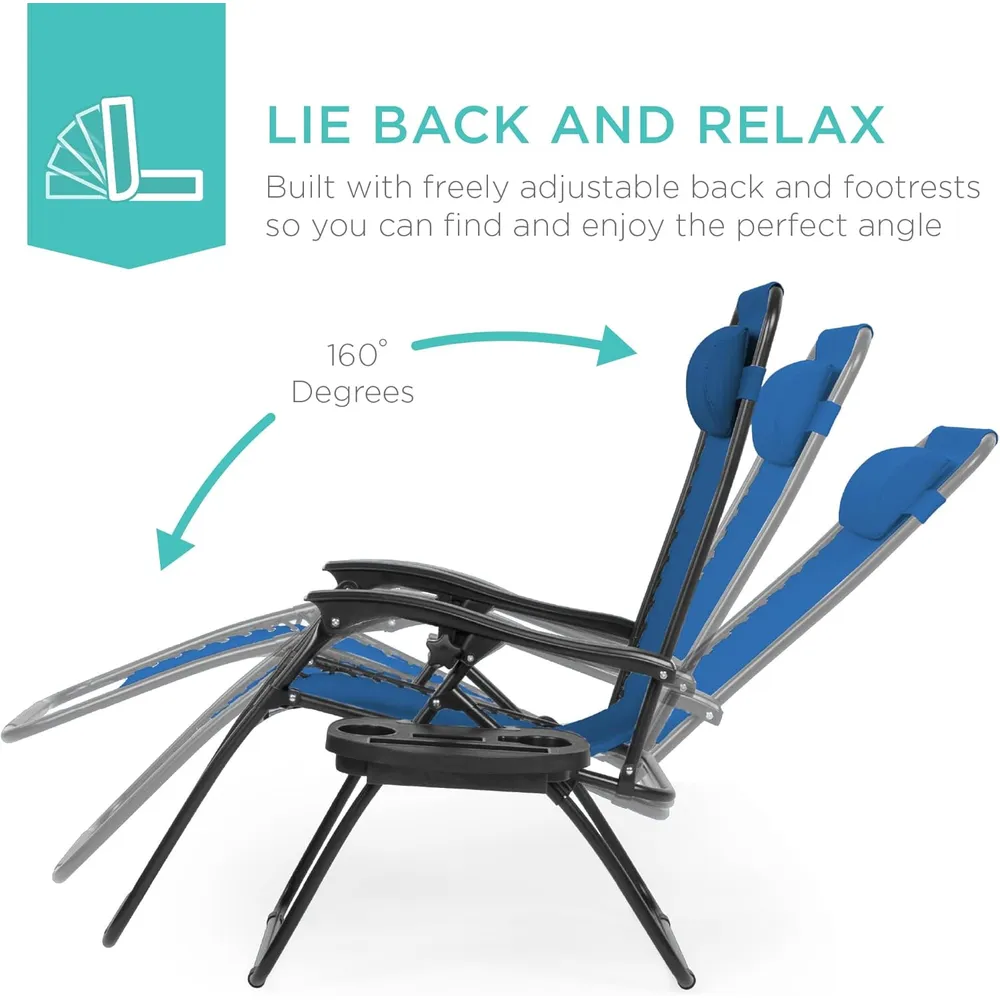 Juego de 2 sillones reclinables con portavasos Best Choice Products | Azul marino