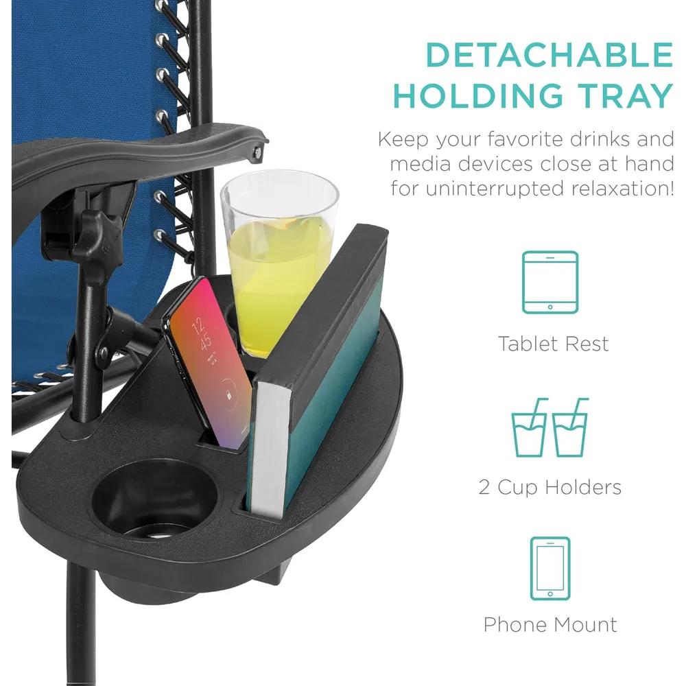 Juego de 2 sillones reclinables con portavasos Best Choice Products | Azul marino