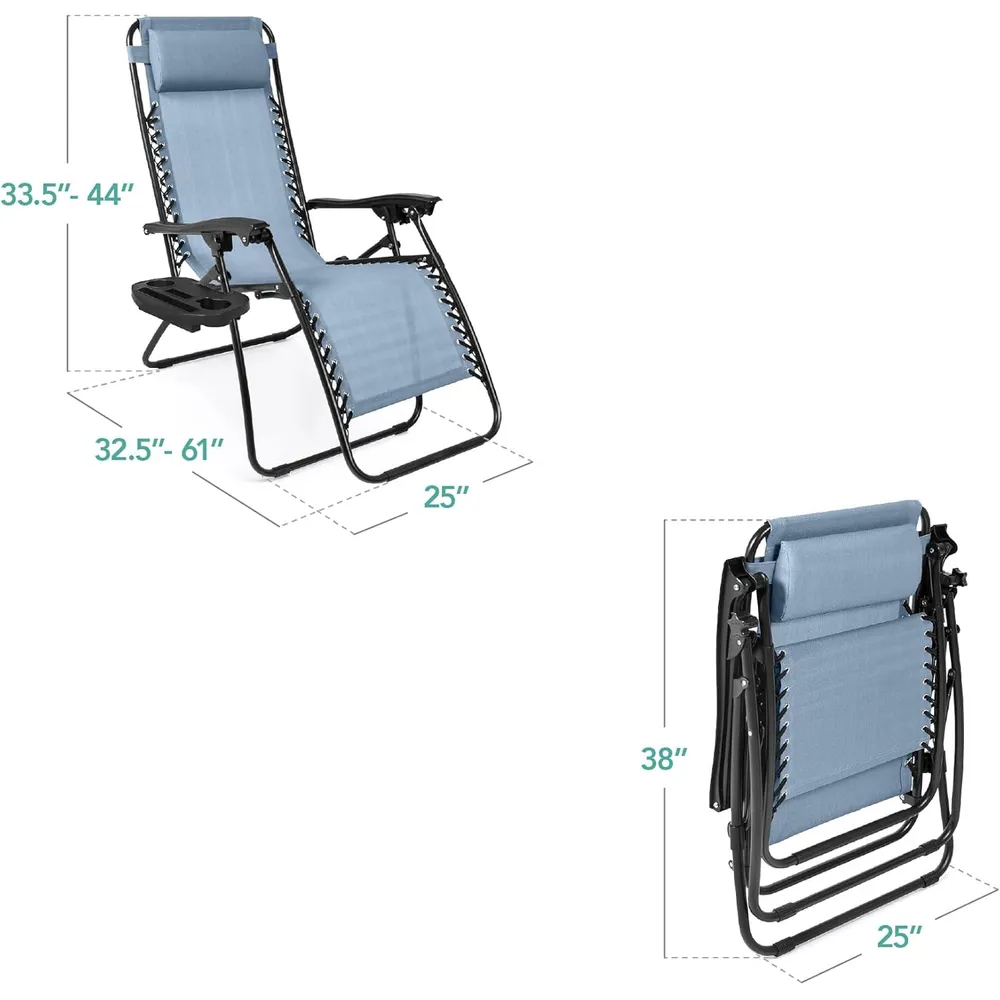 Juego de 2 sillones reclinables con portavasos Best Choice Products | Azul polvoriento
