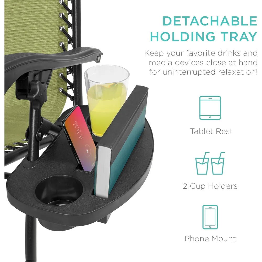 Juego de 2 sillones reclinables con portavasos Best Choice Products | Verde polvoriento