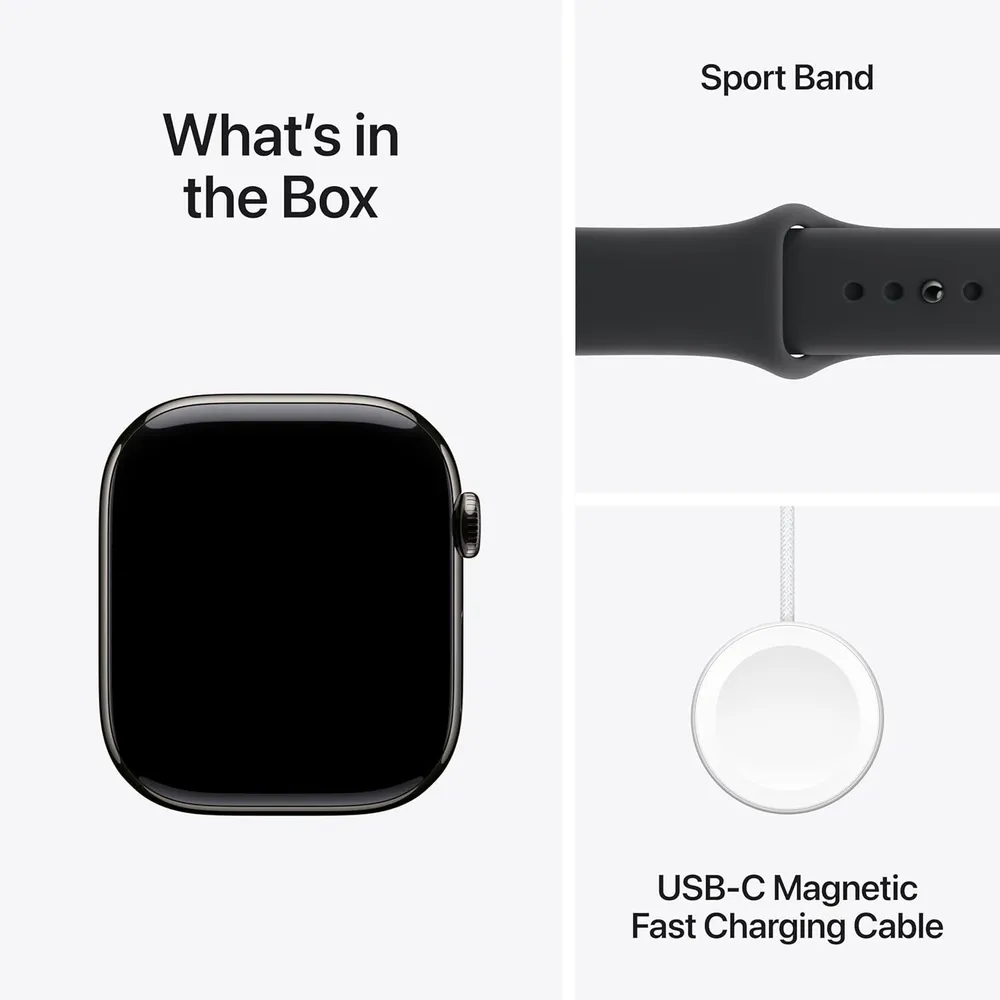 APPLE WATCH SERIES 11 (GPS + CELLULAR 46MM) | SLATE TITANIO + SPORT BAND BLACK M-L