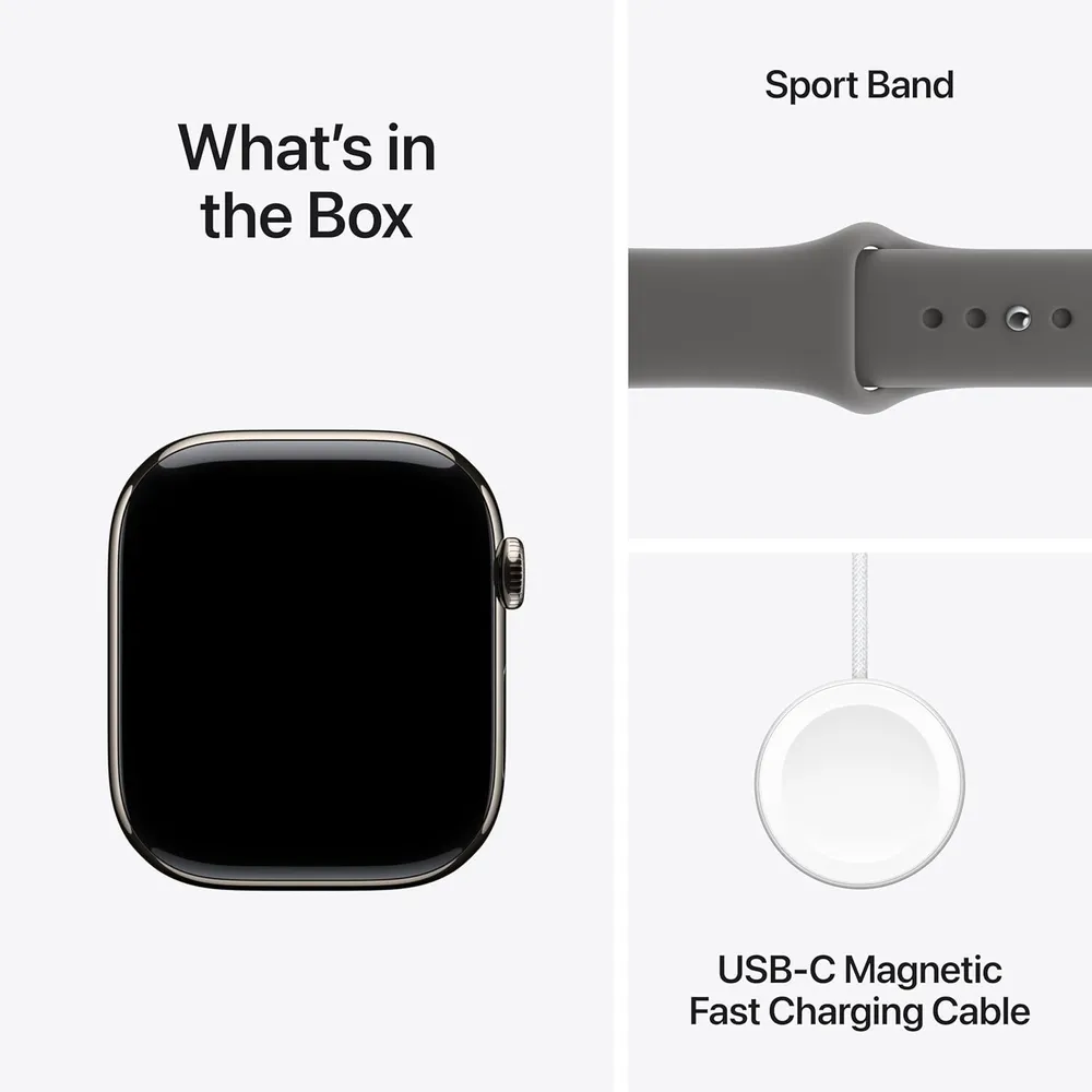 APPLE WATCH SERIES 11 (GPS + CELLULAR 46MM) | NATURAL TITANIO + SPORT BAND STONE GRAY M-L