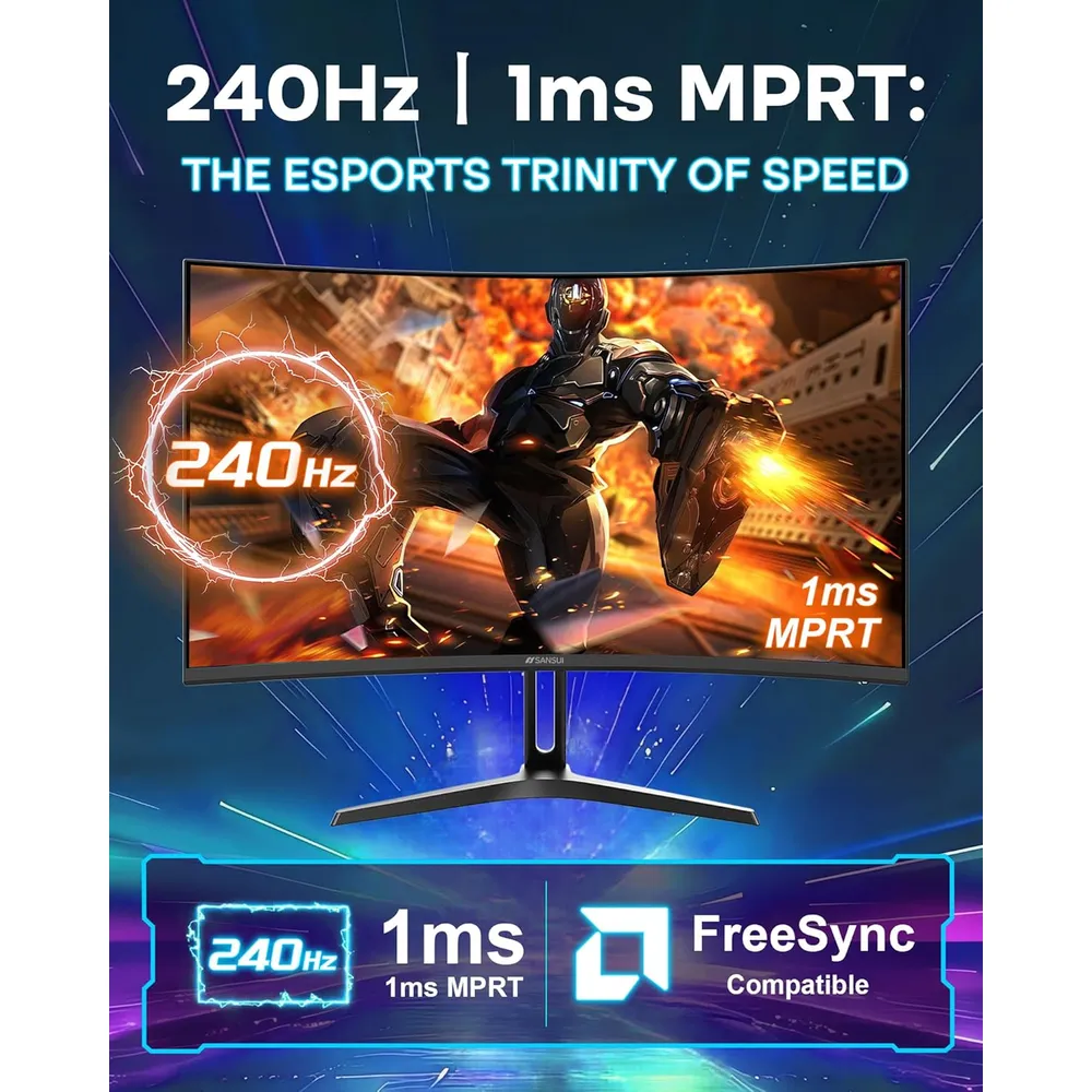 Sansui 24" FHD 240 Hz Curvo 1500R VA 1 ms FreeSync HDR