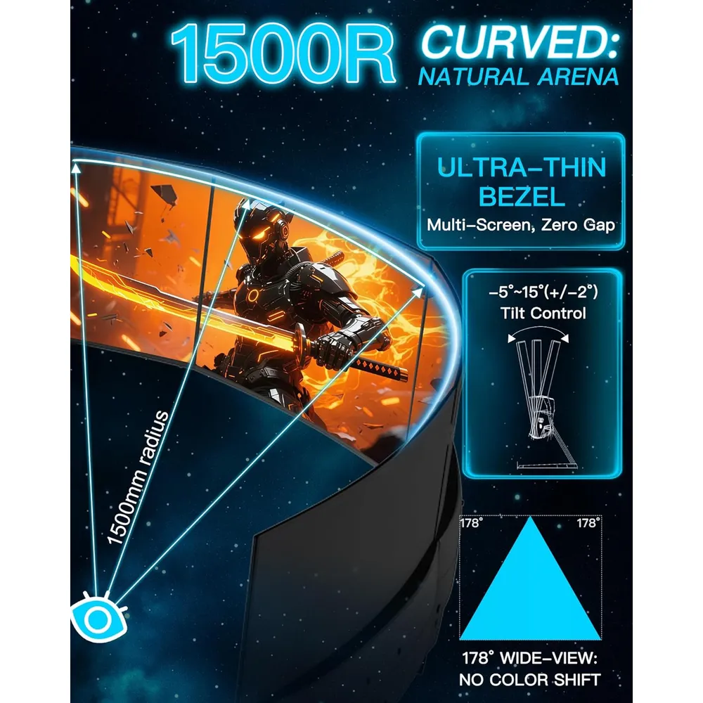 Sansui 24" FHD 240 Hz Curvo 1500R VA 1 ms FreeSync HDR