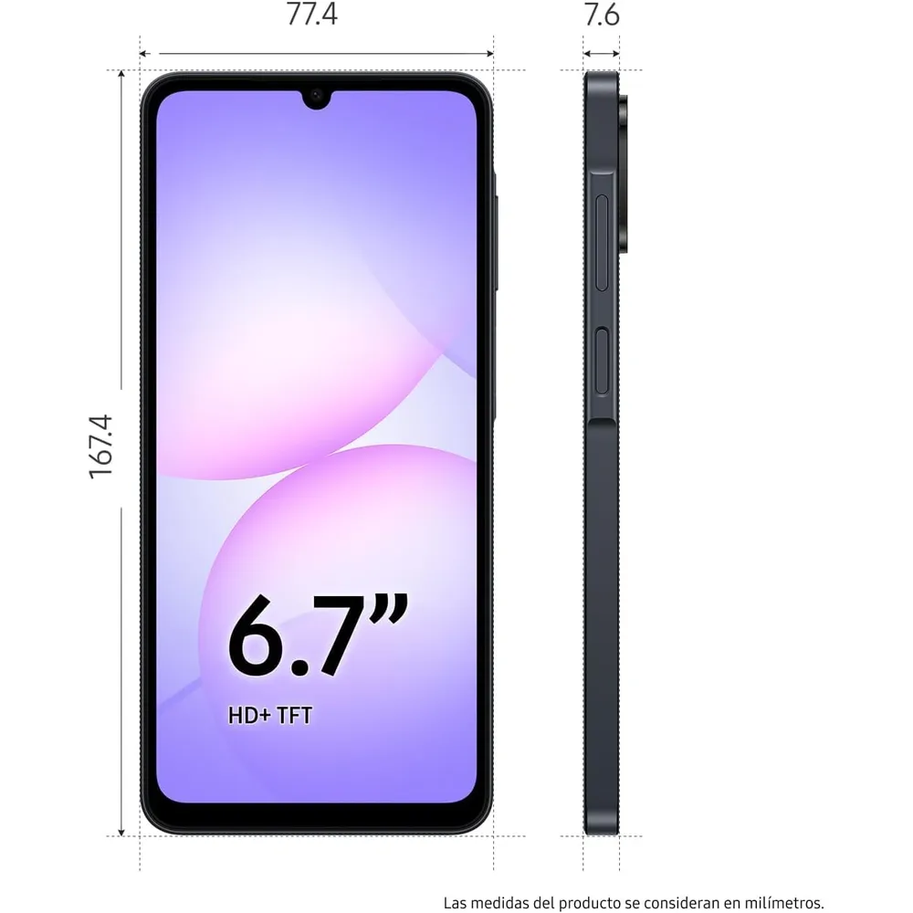 CELULAR SAMSUNG GALAXY A07 4G AI SM-A075/DS 4GB RAM 128GB DUAL SIM 6.7" CÁMARA DUAL | NEGRO