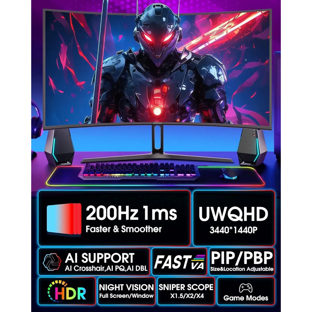 b0fxktltsh_1_webp.webp Sansui 34" UWQHD 200 Hz Curvo 3440x1440 21:9 PIP/PBP AI HDMI/DP