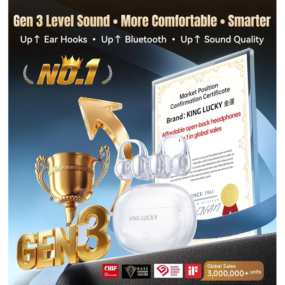 AUDÍFONOS INALÁMBRICOS KING LUCKY GEN 3 CLIP BLUETOOTH 6.0 | BLANCO
