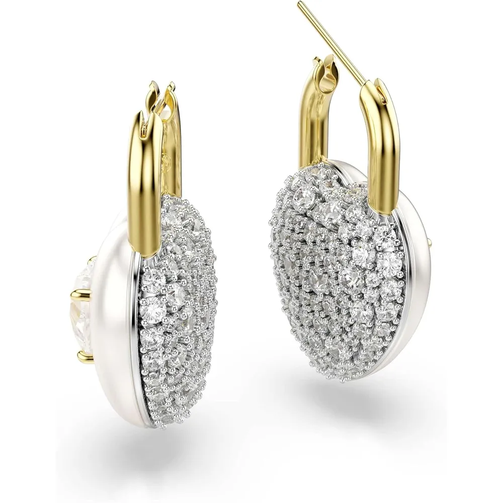SWAROVSKI ARETES COLGANTES FORMA DE CORAZON IDYLLIA PARA MUJER | DORADO/BLANCO